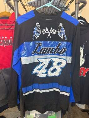Bare Fox Lambo 48 Rhinestone Graphic Long Sleeve Shirt Size Large